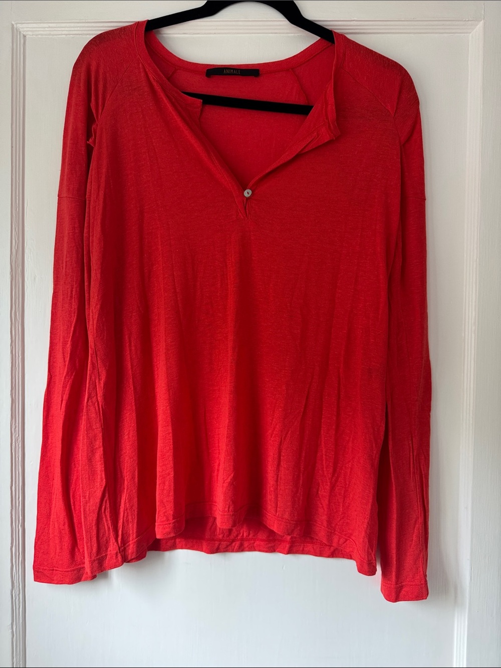 Animale Red Long-Sleeve Henley Top